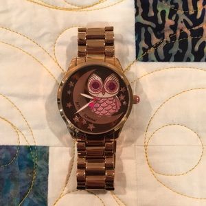 Betsy Johnson rose gold owl watch